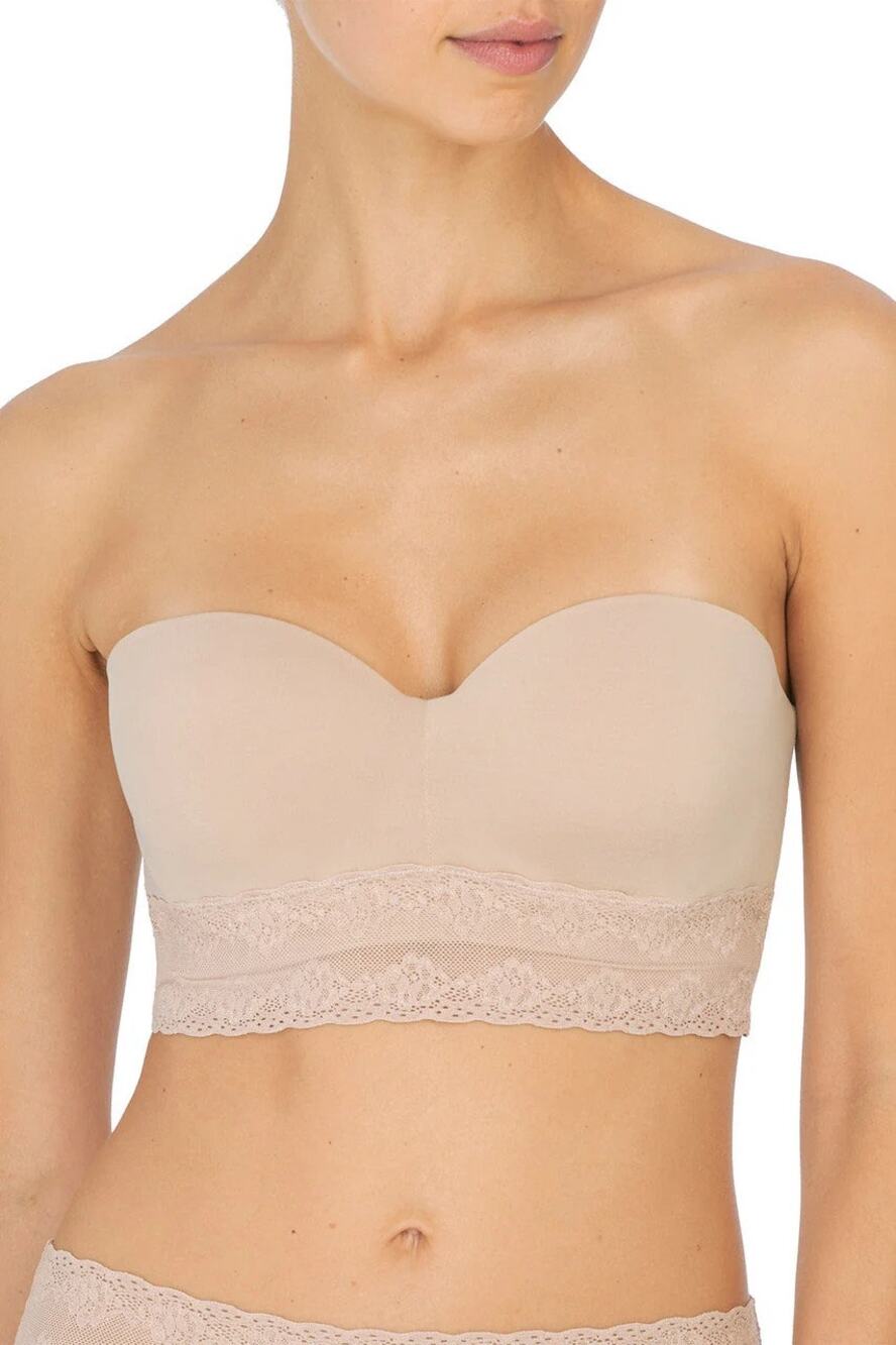 Natori Strapless Lace Longline Bra in Nude